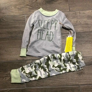 NWT Rae Dunn boys pajamas SLEEPY HEAD pjs jammies snuggle camo sleepwear